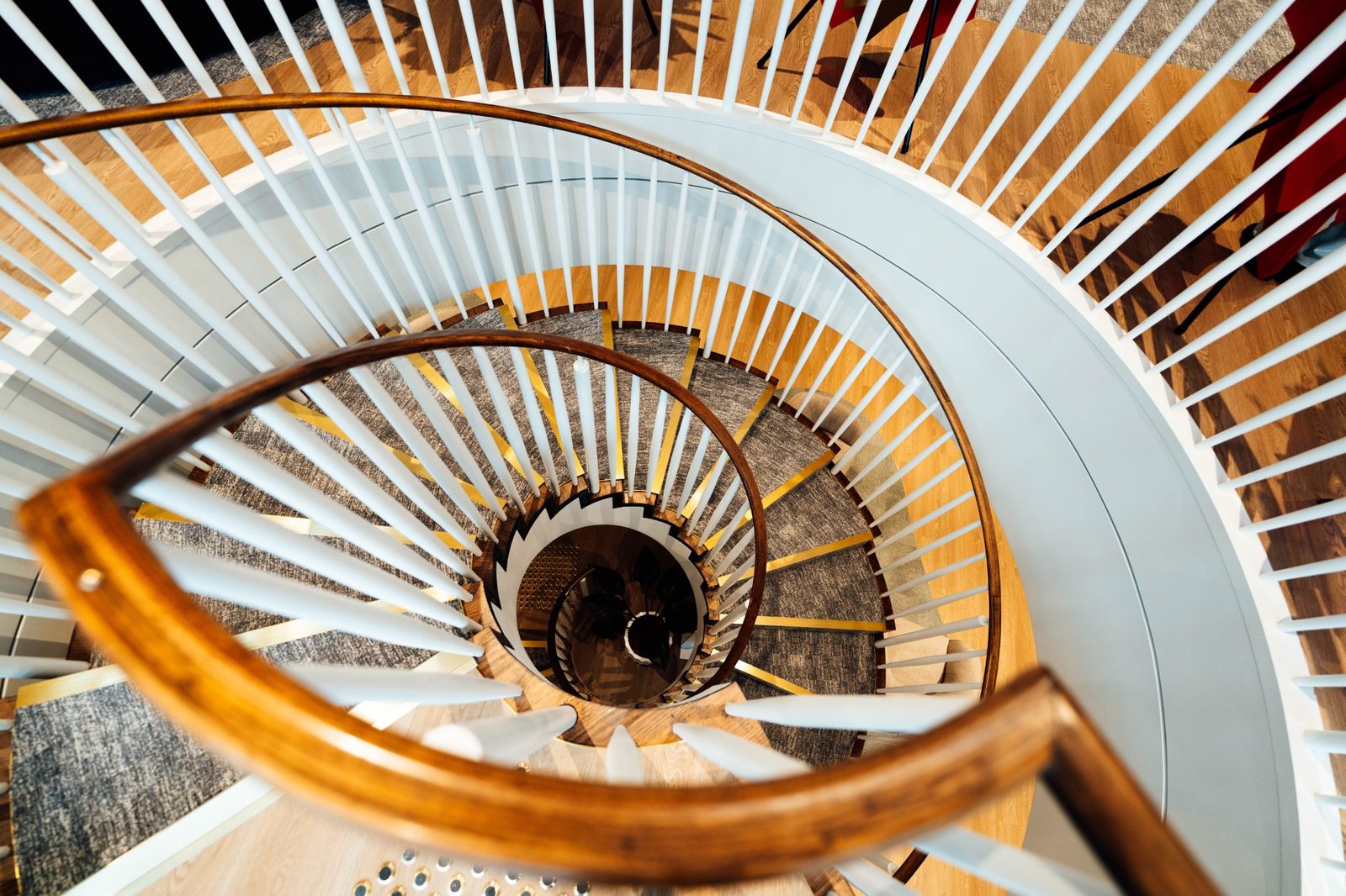 GloryHouse office interior — spiral staircase